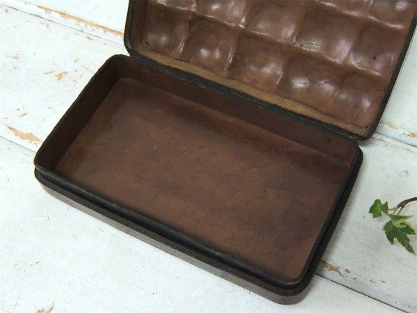 ITALY 革 イタリア レザー 型押し 紋章柄 アンティーク 宝石箱 ジュエリーボックス&ケース