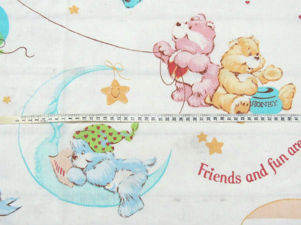 【ケアベア】Care Bears・星&レインボー柄・ヴィンテージ・USEDフラットシーツ(1/2)