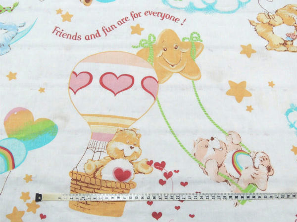 【ケアベア】Care Bears・星&レインボー柄・ヴィンテージ・USEDフラットシーツ(1/2)
