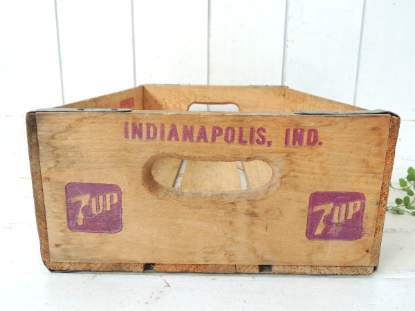 【7up】セブンアップ・インディアナポリス・80'sヴィンテージ・木箱/ウッドボックス USA