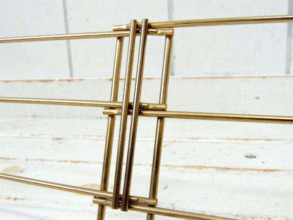 【ミッドセンチュリー】ゴールド色・メタル製・伸縮式・ヴィンテージ・ブックスタンド/本立て USA