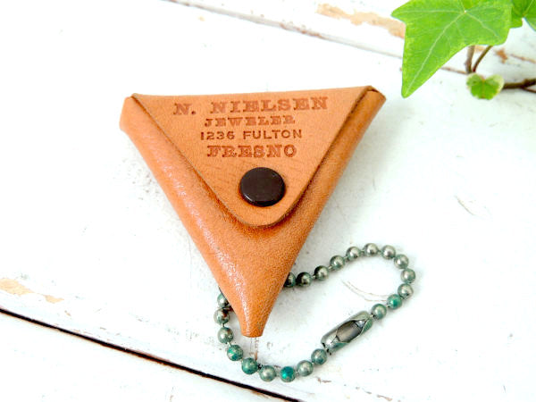 【USA・カリフォルニア・革▲】デッドストック・ビンテージ・アドバタイジング・レザー・コインケース