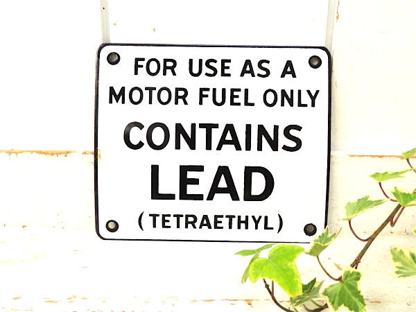 CONTAINS LEAD 1940s US ホーローサイン ヴィンテージ 看板・ガレージ 工業系