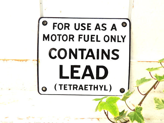 CONTAINS LEAD 1940s US ホーローサイン ヴィンテージ 看板・ガレージ 工業系