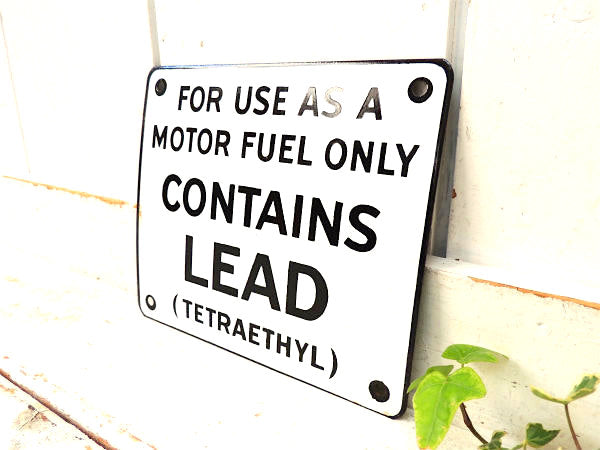 CONTAINS LEAD 1940s US ホーローサイン ヴィンテージ 看板・ガレージ 工業系