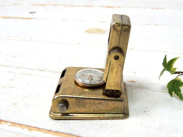 ゴールドトーン・温度計付き・回転式・卓上・アンティーク・デスクカレンダー・店内装飾