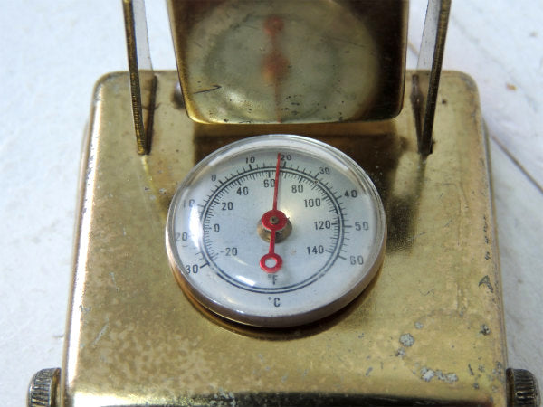 ゴールドトーン・温度計付き・回転式・卓上・アンティーク・デスクカレンダー・店内装飾