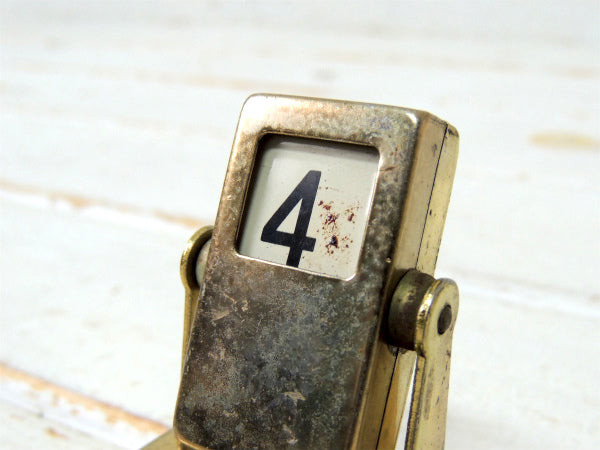 ゴールドトーン・温度計付き・回転式・卓上・アンティーク・デスクカレンダー・店内装飾