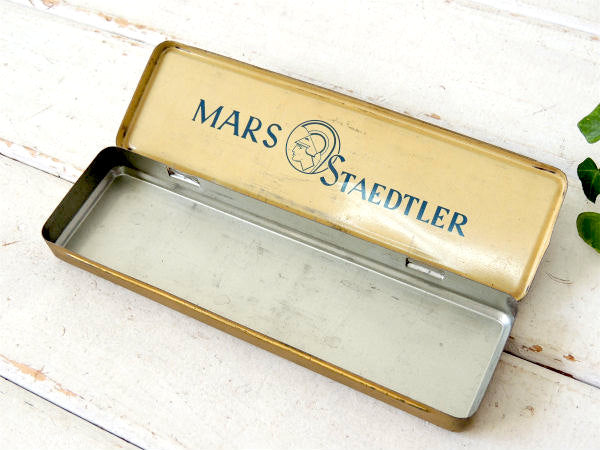 【ドイツ製・MARS・STAEDTLER】ヴィンテージ・ペンシルケース+鉛筆2本付き・TIN缶