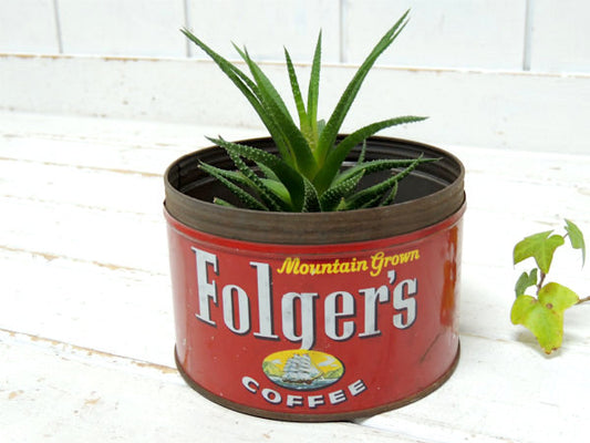 【フォルジャーズ・SF】赤・1959's・ブリキ製・ビンテージ・コーヒー缶・ティン缶・USA