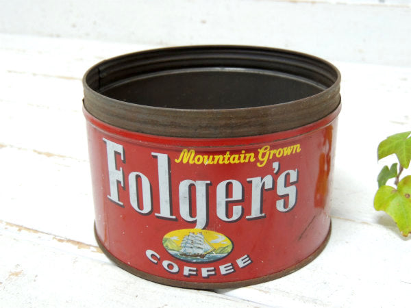 【フォルジャーズ・SF】赤・1959's・ブリキ製・ビンテージ・コーヒー缶・ティン缶・USA