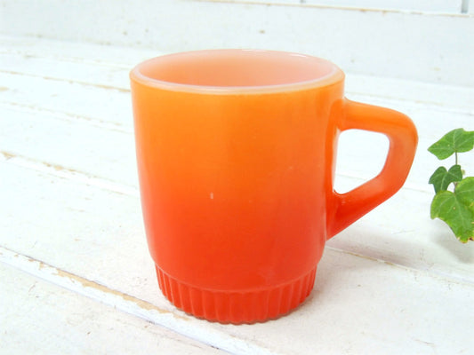 【Fire King】ファイヤーキング・オレンジ色・グラデーション・マグカップ/リブドボトム