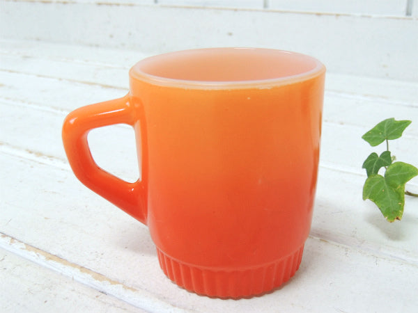【Fire King】ファイヤーキング・オレンジ色・グラデーション・マグカップ/リブドボトム