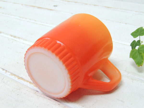 【Fire King】ファイヤーキング・オレンジ色・グラデーション・マグカップ/リブドボトム