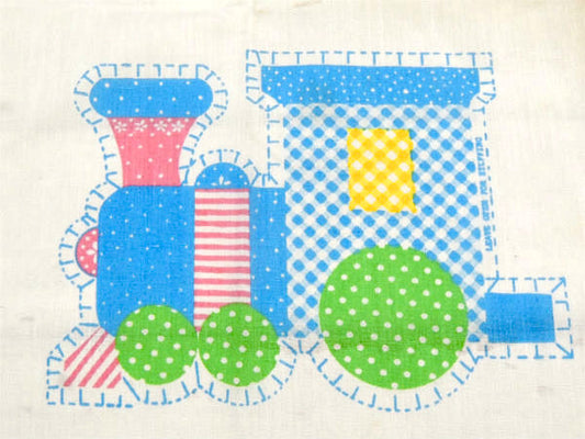 パッチワーク柄 汽車 ５連 ピロードール ぬいぐるみ型 デッドストック ヴィンテージ パネル生地 キット USA