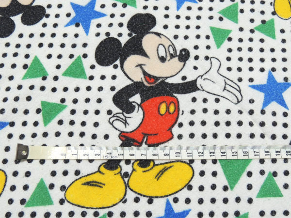 【ミッキーマウス】コットン100%・星柄&水玉柄・ヴィンテージ・ユーズドシーツ(フラットタイプ)