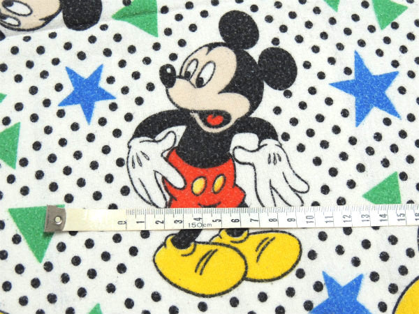 【ミッキーマウス】コットン100%・星柄&水玉柄・ヴィンテージ・ユーズドシーツ(フラットタイプ)