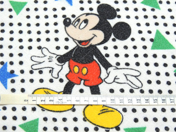 【ミッキーマウス】コットン100%・星柄&水玉柄・ヴィンテージ・ユーズドシーツ(フラットタイプ)