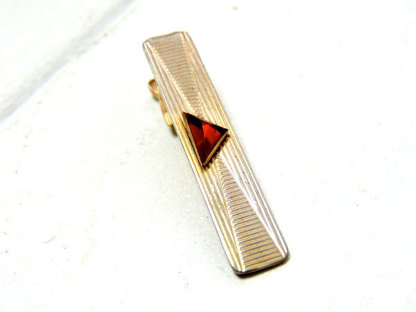 【1950~1960's】PIONEER・ゴールド×レッド・お洒落デザイン・タイピン・アクセサリー