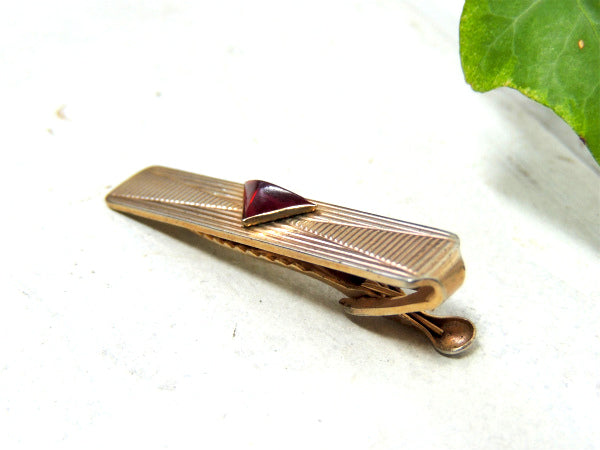 【1950~1960's】PIONEER・ゴールド×レッド・お洒落デザイン・タイピン・アクセサリー