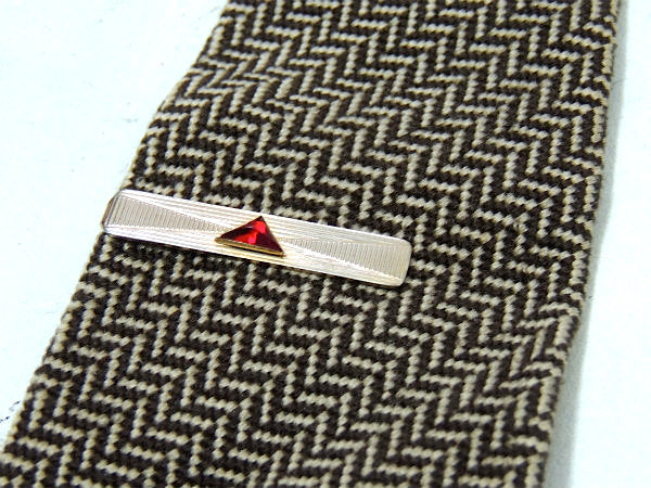 【1950~1960's】PIONEER・ゴールド×レッド・お洒落デザイン・タイピン・アクセサリー