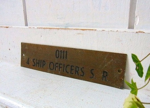 【SHIP OFFICERS】アメリカ海軍・真鍮製・40’sアンティーク・船内プレート/標示プレート