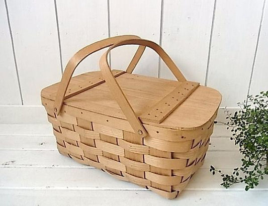 木製　50’sアンティーク・ピクニックバスケット　USA