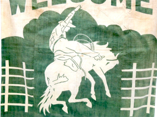 WELCOM カウボーイ US ビッグサイズ　アンティーク&ビンテージ　ウェルカムフラッグ　旗　看板