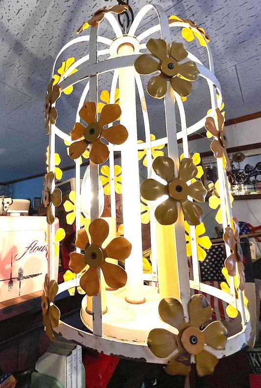 1960's 鳥籠 デイジー フラワー レトロ カラフル&ポップ ヴィンテージ フラワーランプ 照明 ミッドセンチュリー
