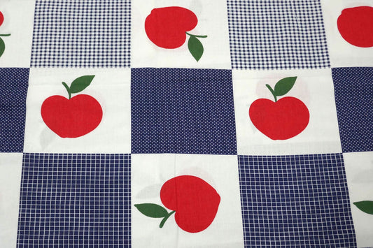 リンゴ チェック 水玉 パネル柄 レトロ ヴィンテージ 布団カバー ユーズドシーツ 両面タイプ コットン100%