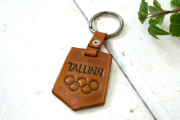 TALLIN Olympic タリン オリンピック 1980's  ヴィンテージ ヨット レザー キーホルダー 記念 エストニア