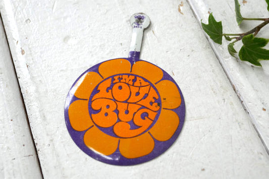 LOVE BUG ラブ・バグ USA 1968's ブリキ製 ヴィンテージ ピンバッジ パープル×オレンジ