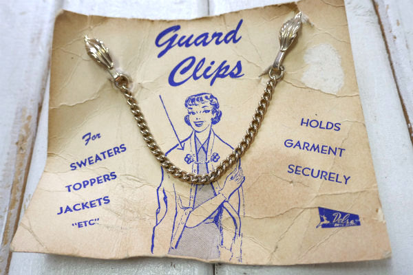Guard Clips リーフ ゴールドトーン レトロ 50's デッドストック ヴィンテージ セーターガード カーディガンクリップ アクセサリー USA