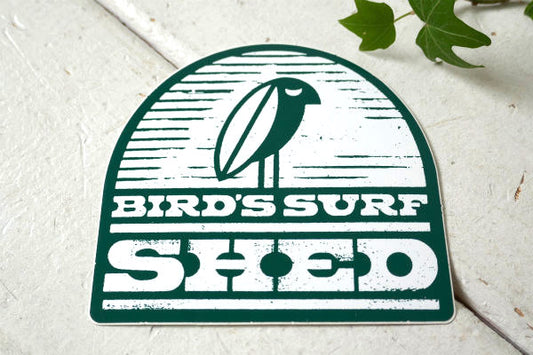 BIRD'S SURF SHED ダークグリーン×ホワイト・サーフショップ・カリフォルニア・ステッカー
