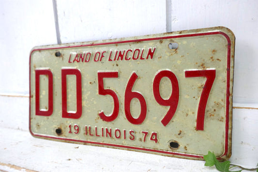 1974年 ILLINOIS イリノイ州 ヴィンテージ ナンバープレート カーライセンス USA  アメ車