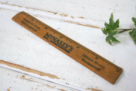 1877's McNaLLY'S アドバタイジング 木製 アンティーク 裁縫 ミシン ルーラー 定規 USA