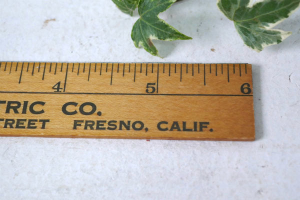 LEWIS ELECTRIC CO. カリフォルニア アドバタイジング 木製 アンティーク ルーラー 定規 USA