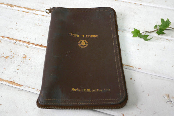 BELL SYSTEM PACIFIC TELEPHONE ベルシステム 電話会社 レザー製 アドバタイジング ヴィンテージ リングファイル 手帳 TALONジップ
