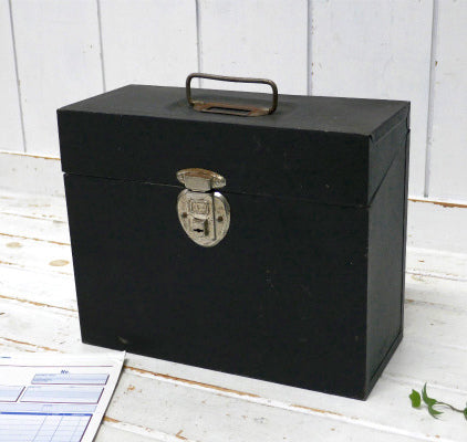 Union Steel Chest Co ブラック×グリーン スチール製 ヴィンテージ ファイルケース 書類ケース USA レコード
