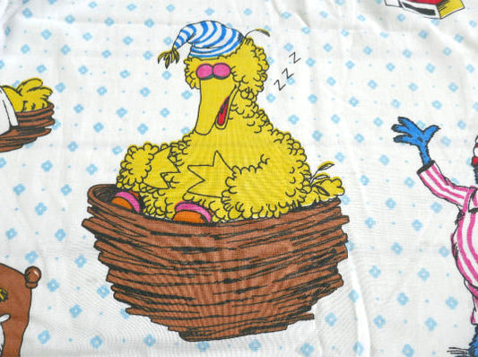 セサミストリートの仲間たち ベッドタイム柄 ヴィンテージ ユーズドシーツ(ボックスタイプ) アメリカ製