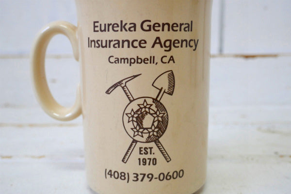 1970年代 Eureka General Insurance Agency カリフォルニア州 保険会社 セラミック製 ヴィンテージ マグカップ コーヒーマグ アドバタイジング
