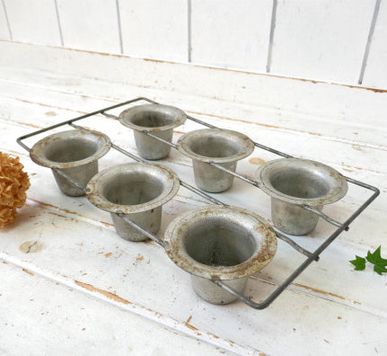 6カップ ヨークシャプディング ポップオーバー ヴィンテージ 菓子型 モールド キッチン用品 ガーデニング USA