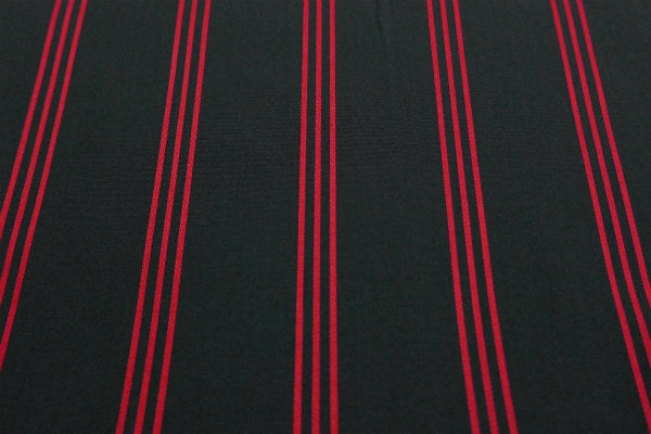 デッドストック 黒×赤 三本縞 ３本 ストライプ柄 ファブリック 生地 ハンドメイド 手芸 レトロ