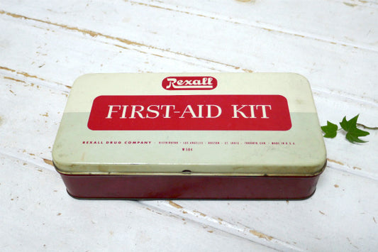 1950's REXALL DRUG COMPANY ティン製 ヴィンテージ ファーストエイドキット 救急箱 ティン缶 USA