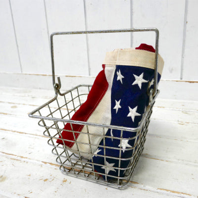 メタル製 ワイヤー スクエア型 ハンドル付き ヴィンテージ バスケット カゴ かご USA