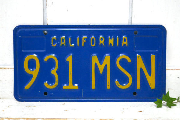 1969's~ アメリカ カリフォルニア州 CALIFORNIA 931 MSN 青色 ヴィンテージ ナンバープレート USA 看板