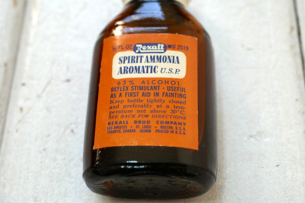 1950’s Rexall レクサル 老舗 薬局 アンモニア ヴィンテージ・ガラス容器 薬瓶 デッドストック