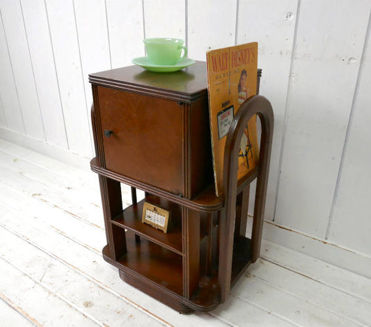 アールデコ デザイン アンティーク ブックシェルフ 木製 サイドテーブル 机 ナイトテーブル アメリカ家具 USA