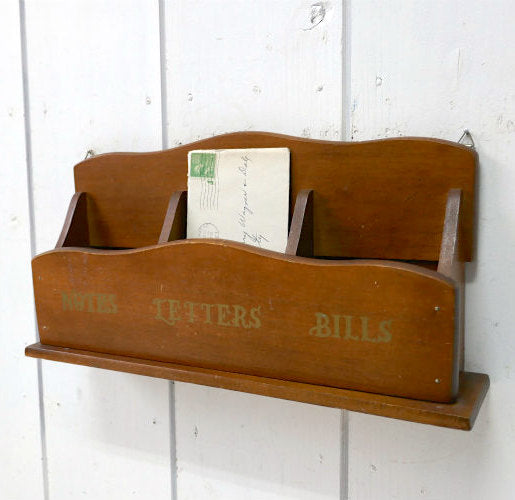 George Good Co 木製 仕切り付き レトロ 70's ヴィンテージ 横型 レターラック レターホルダー