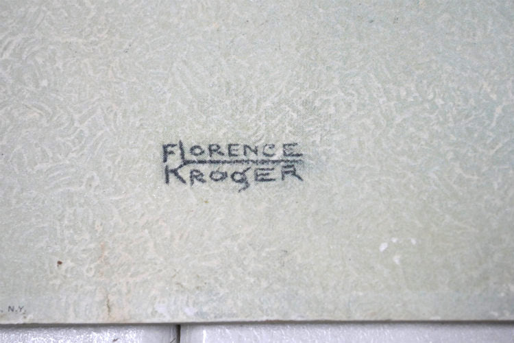 Florence Kroger リトグラフ Sweet Dreamer 赤ちゃんと子犬 50's ヴィンテージ アートプリント アートワーク 壁飾り USA